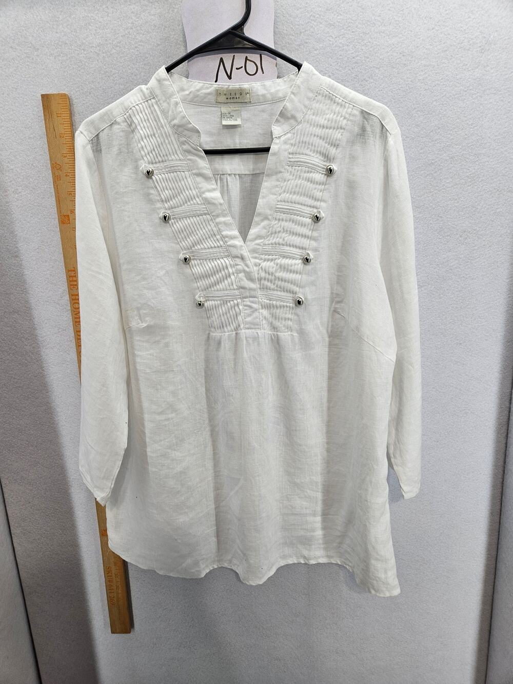 Tweeds Woman 100% linen blouse, size 1X
